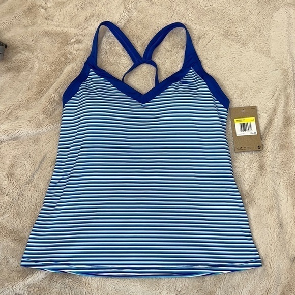 Nike Stripe V-Neck Hyper Royal Blue Stripe Tankini Top - Size Small, NWT - Picture 4 of 12